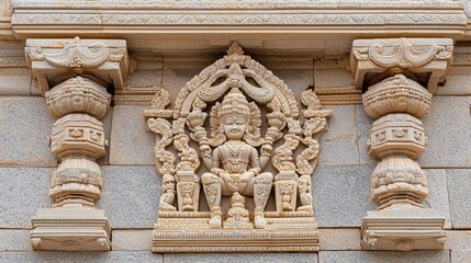 Intricate Detail of Shrine with Stone Carvings