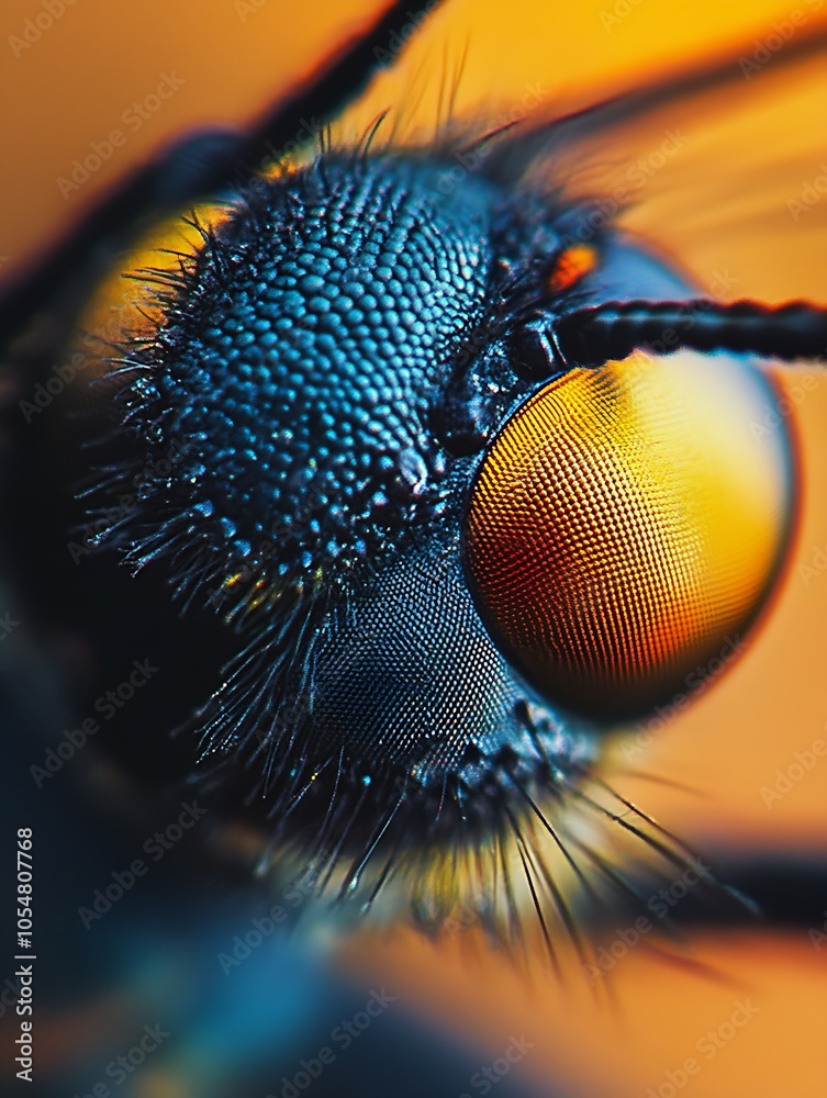 Poster Extreme closeup of a dragonfly eye showcasing intricate textures and colors in vibrant detail and sharp focus : Generative AI