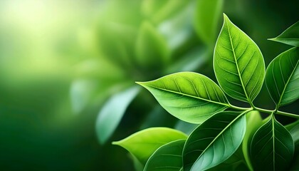 Fototapeta premium Close-Up Daun Hijau pada Latar Belakang Hijau Buram