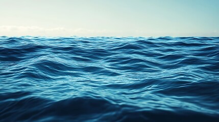 Fototapeta premium Vast and Tranquil Ocean Waves Under the Clear Blue Sky on a Sunny Day : Generative AI