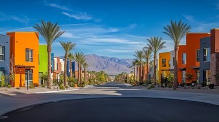 Obraz premium Vibrant Suburban Community with Bright Colors