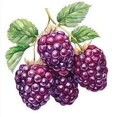 Yumberry fruit watercolor clipart illustration
