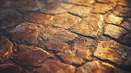 Closeup of Textured Rustic Cobblestone Pathway with Warm Earthy Tones : Generative AI