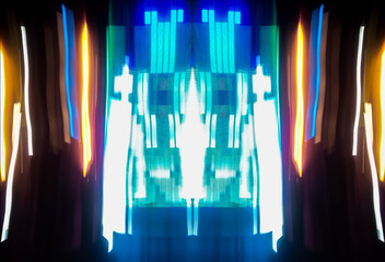 Abstract light art background with dynamic movement is the result of light painting photography capturing speed and energy with elegant lines of light.