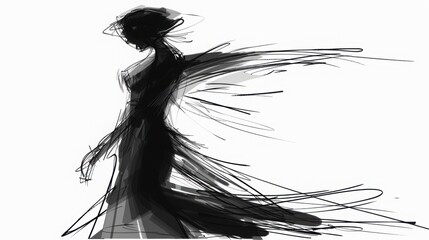 Fototapeta premium Minimalist Hand-Drawn Christmas Angel Illustration