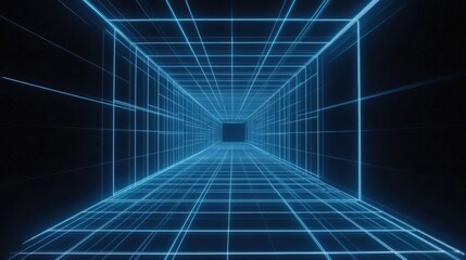 Obraz premium Neon Grid Tunnel.