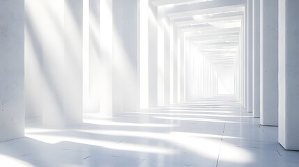 Obraz premium Abstract White Hallway with Dynamic Light.