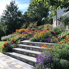 Obraz premium Garden with multi-tiered flower beds