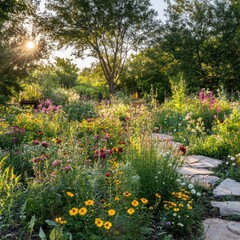 Obraz premium Garden with native wildflowers