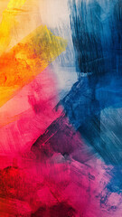 abstract background featuring bold strokes of yellow, pink, and blue, creating dynamic and energetic composition that evokes creativity and emotion