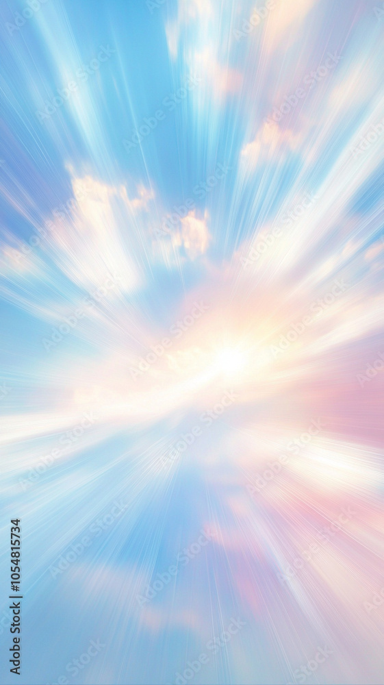 Wall mural abstract background featuring blurred blue and white sky with soft clouds, evoking sense of calm and