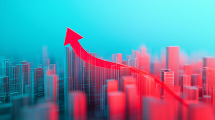 City background financial market trend red arrow