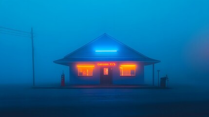 Remote gas stations at night