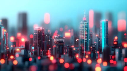 Futuristic Cityscape with Neon Lights