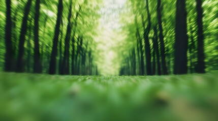 Fototapeta premium Green Forest Path Blurred