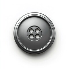 A realistic grey clothes button on a white background