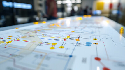 Close-up of an illuminated city transit map showing detailed routes and connections, representing navigation, transportation planning, and urban travel