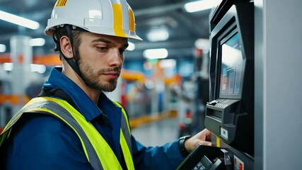 man engineer working or fixing on machine at modern factory