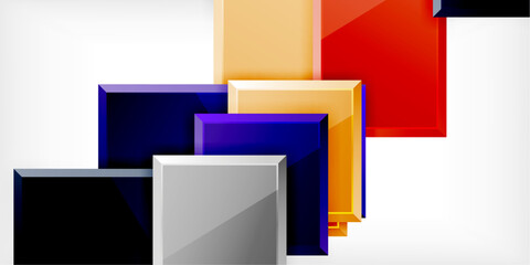 Glass toy style square shapes abstract design. Vector Illustration For Wallpaper, Banner, Background, Card, Book Illustration, landing page