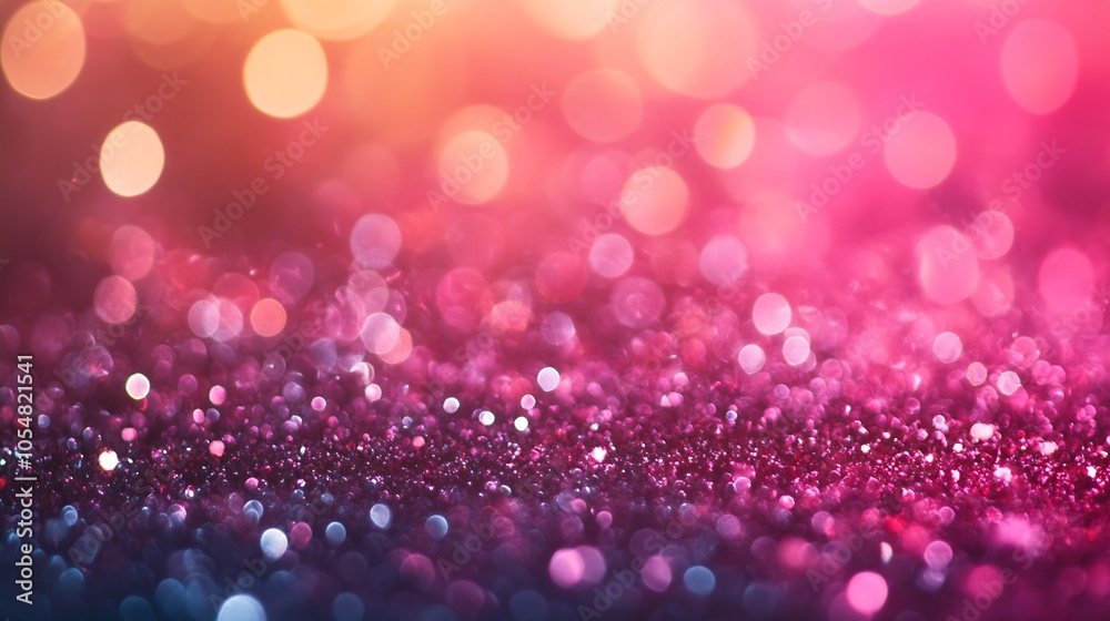 Aufkleber magical bokeh background with vibrant pink and orange glitter sparkles : generative ai