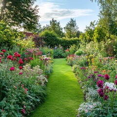 Fototapeta premium Garden with perennial borders