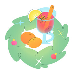 Christmas drink with Christmas wreath