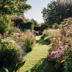 Garden with perennial borders