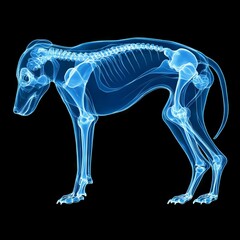 Obraz premium X-ray image of a dog showcasing its skeletal structure.