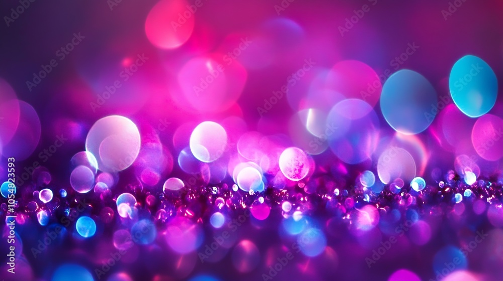Poster vibrant pink and purple bokeh lights with abstract glowing circles as festive background : generativ