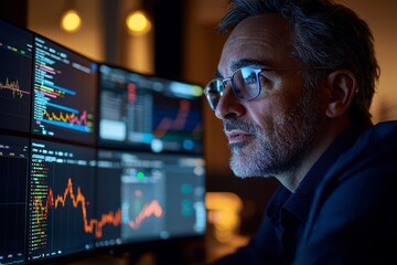 A trader discussing strategies with a colleague over video call. They both have trading setups with charts and graphs, Generative AI