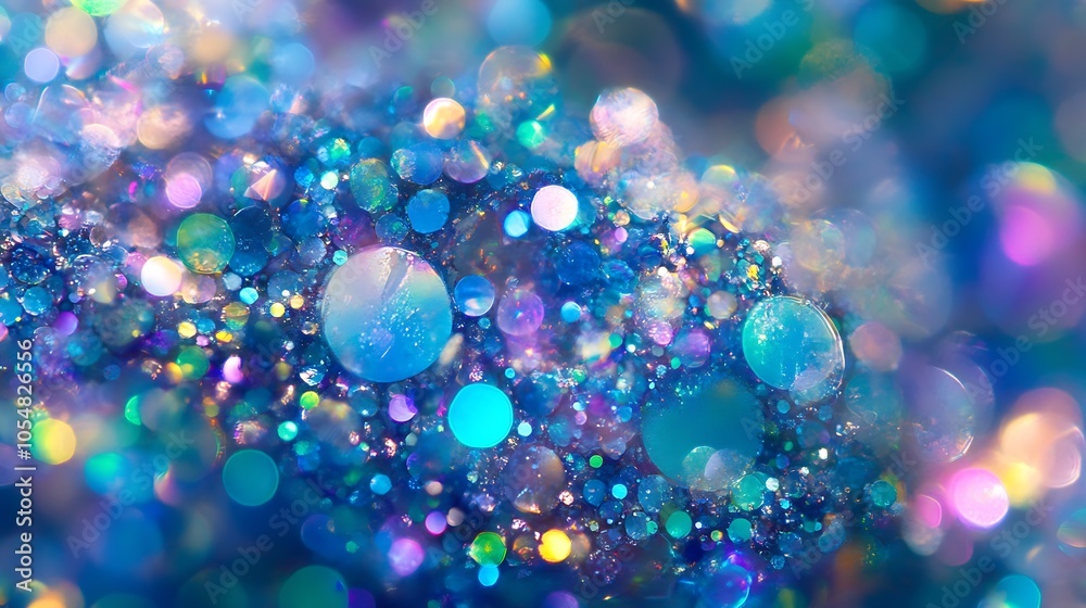 Poster shimmering blue and purple glitter bokeh abstract background : generative ai