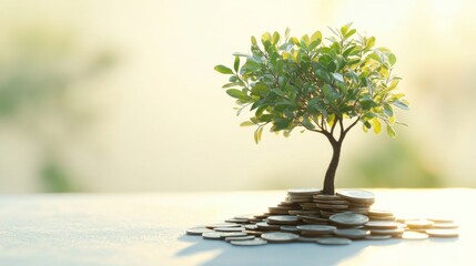 Green Investment Growth Concept with Soft Light