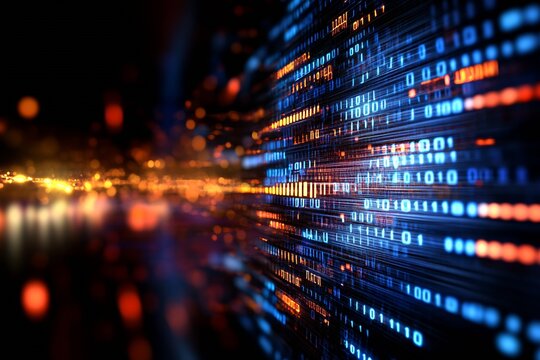 Abstract Conceptual Digital Data Stream Matrix with Binary Code for Technology Backgrounds : Generative AI