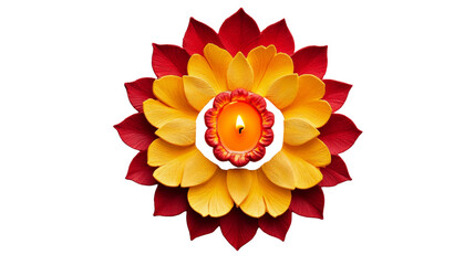 Floral Diwali Diya - Top View. png