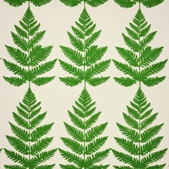 A pattern featuring green fern leaves on a light background.