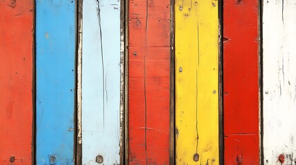 Colorful Rustic Wooden Planks Background with Multicolored Weathered Vertical Boards : Generative AI