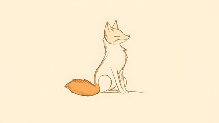 Minimalist fox outline, showing a blend of curiosity and cleverness