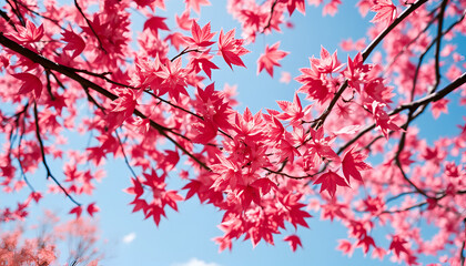 autumn leaves background The spring leaves are floating in the sky, which is very pleasing to the eyes.