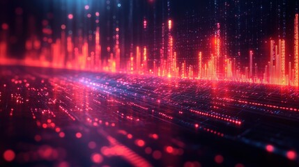 Abstract visualization of data with glowing lines and particles.