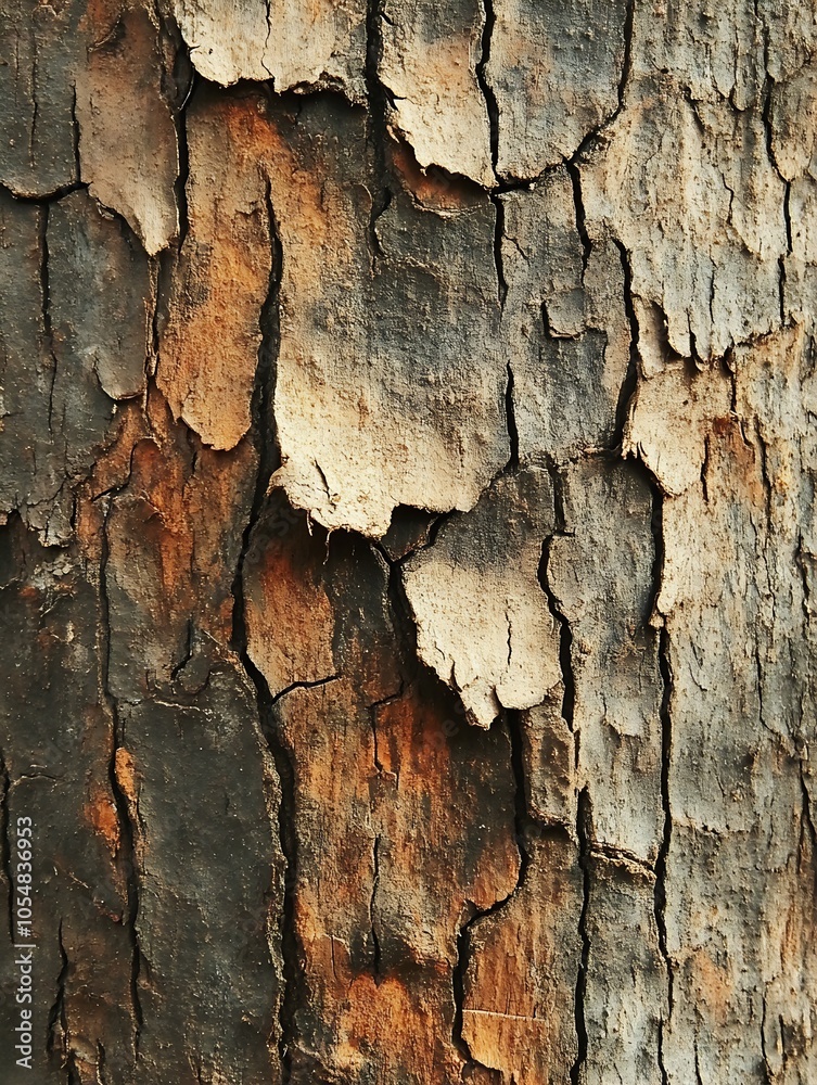 Poster weathered tree bark texture in earthy tones demonstrating natural patterns and organic beauty : gene