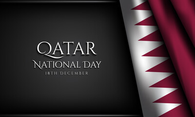 Qatar National Day Background Design with Qatar Flag on Black Background.