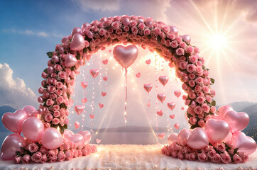 Wedding ceremony and anniversary rose archway.
