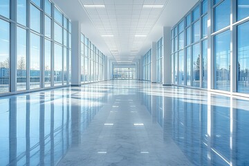 A large, empty room with a lot of windows
