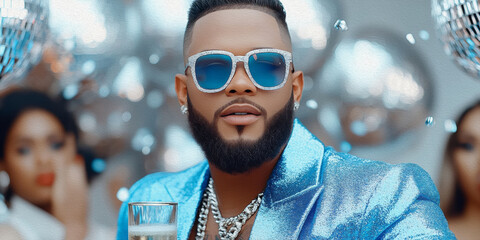 Stylish Man at Disco Party 