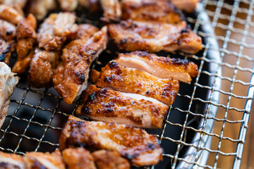 chicken meat grilled on the charcoal