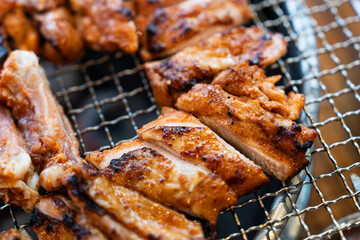 chicken meat grilled on the charcoal