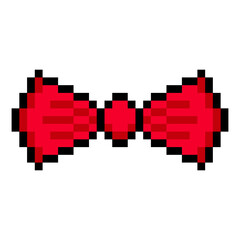 Red bow tie in pixel art style