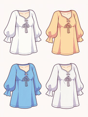 Cute Dress Design with Puff Sleeves and Bow Tie