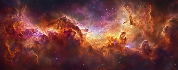 Fototapeta premium Vivid cosmic nebula with glowing gases, deep space exploration concept