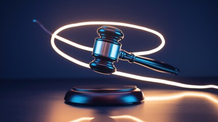 Gavel and Handcuffs in Dark Setting, Symbolizing Law Enforcement